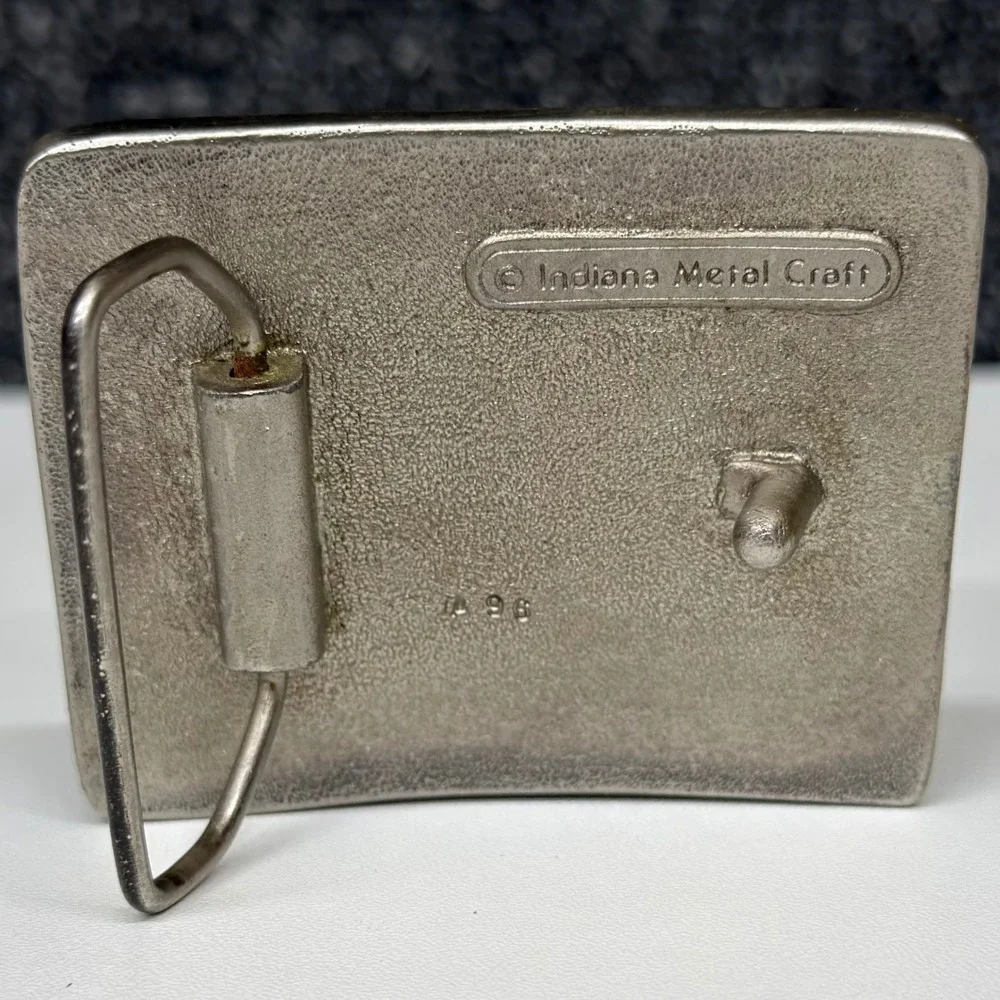 Indiana Metal Craft Vintage‎ 1996 Mountain Lake Enamel Belt Buckle Pewter Tone